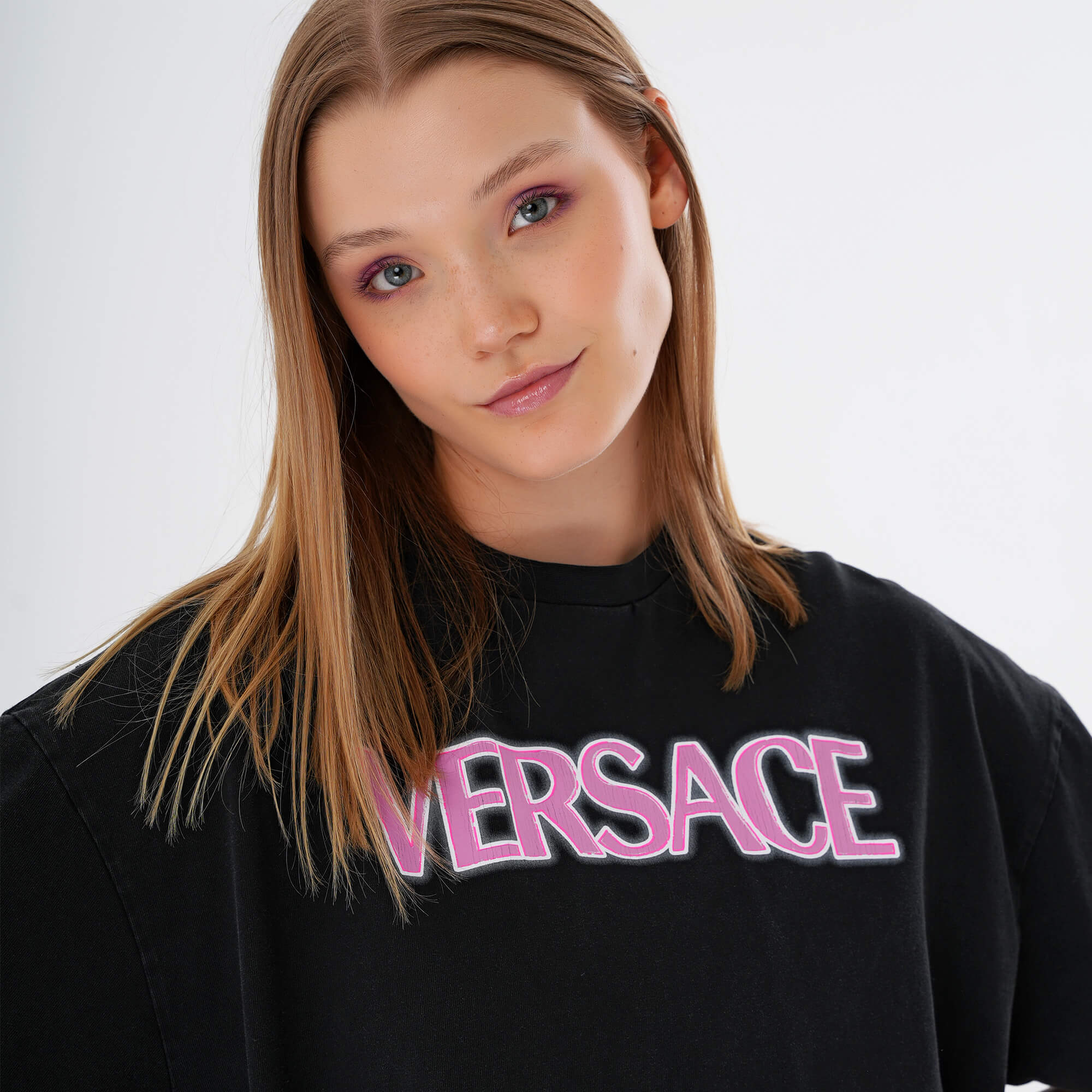 Versace - Black & Pink Logo Print Tshirt 38